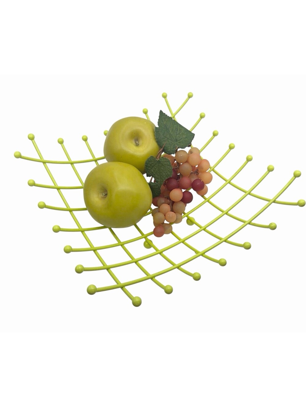 Vintage IKEA Green Metal Fruit Basket Wire Bowl MCM Modernist 90s Retro Style